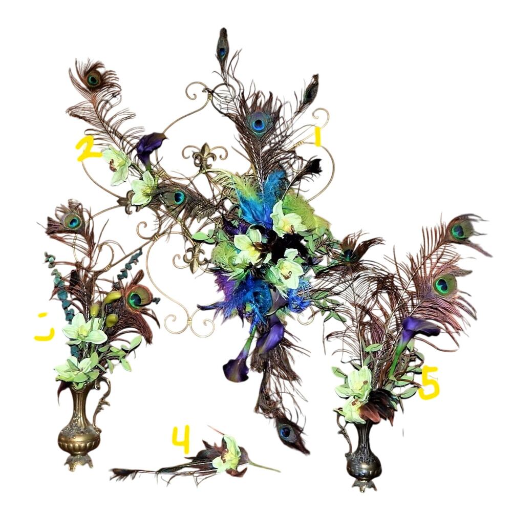Peacock~Ostrich~Orchid~Calla Lily Wed Home Decor